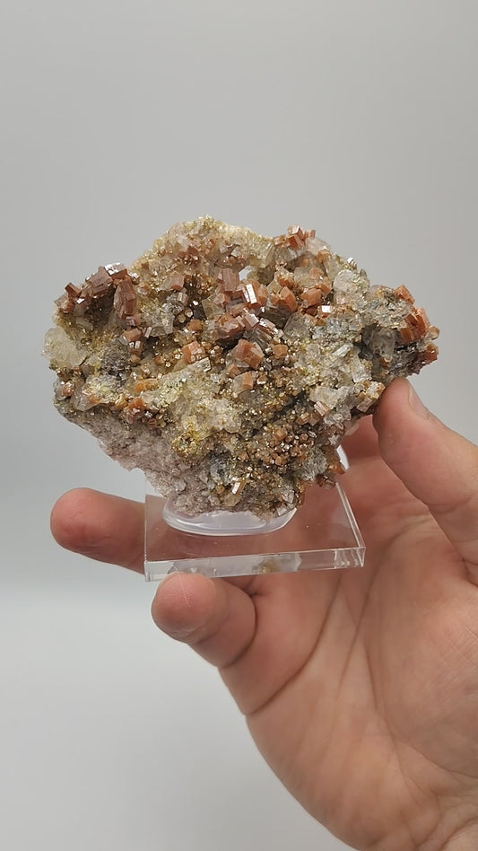 Vanadinite on Calcite from San Carlos, Chihuahua, Mexico