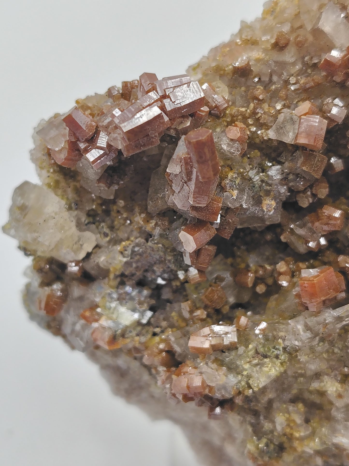 Vanadinite on Calcite from San Carlos, Chihuahua, Mexico