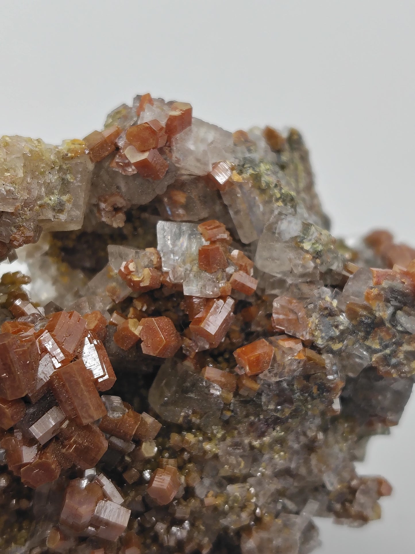 Vanadinite on Calcite from San Carlos, Chihuahua, Mexico