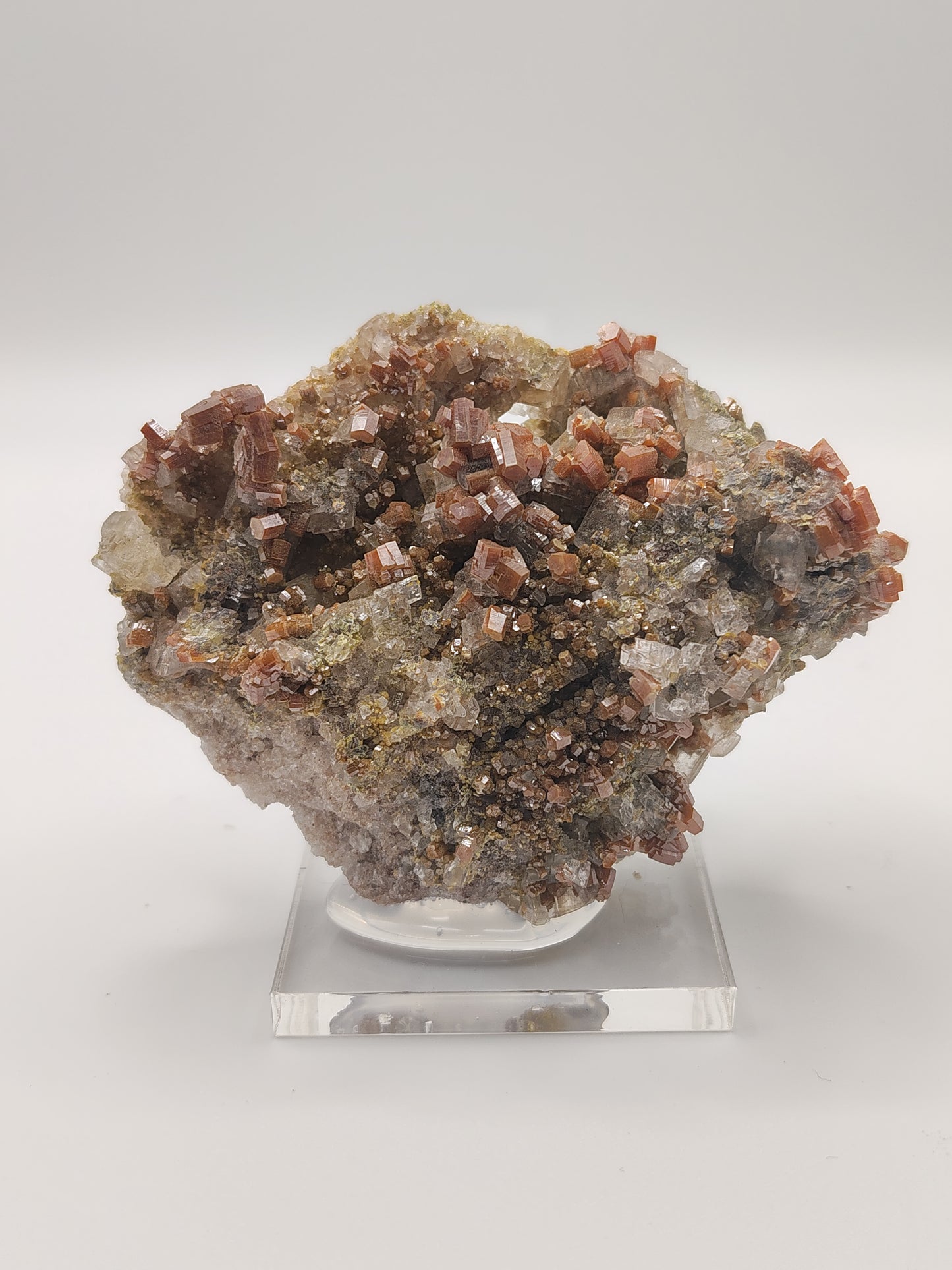Vanadinite on Calcite from San Carlos, Chihuahua, Mexico