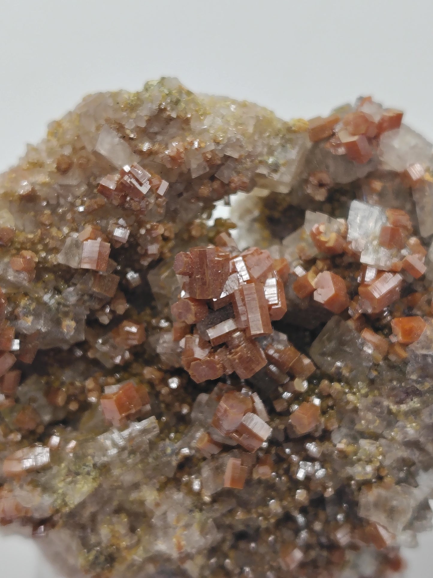 Vanadinite on Calcite from San Carlos, Chihuahua, Mexico